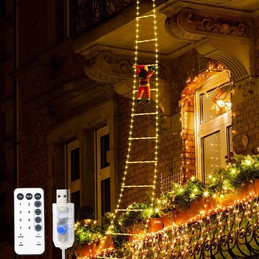 Escada LED com Papai Noel