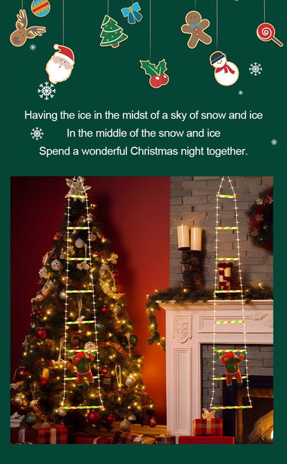 Led decorações de natal lâmpada de fadas led escada lâmpada com escalada papai noel casa ao ar livre luz de natal ornamentos de ano novo s