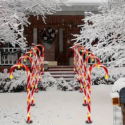 5 pçs luzes de cana de doces solares de natal com 8 modos luzes de caminho adequadas para quintal garagem gramado jardim decoração de árvore de natal