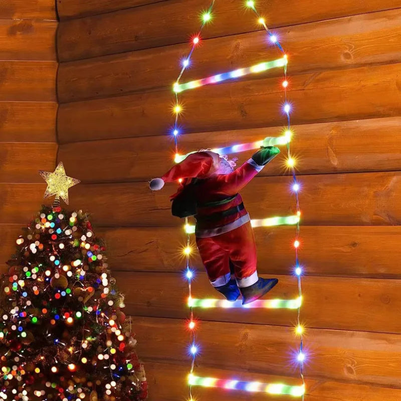 Led decorações de natal lâmpada de fadas led escada lâmpada com escalada papai noel casa ao ar livre luz de natal ornamentos de ano novo s