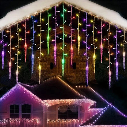 Luzes de Cortina LED em Forma de Cascata, Guirlanda de Natal, Luzes Decorativas para Jardim e Rua, Comprimento de 0.4-0.6m