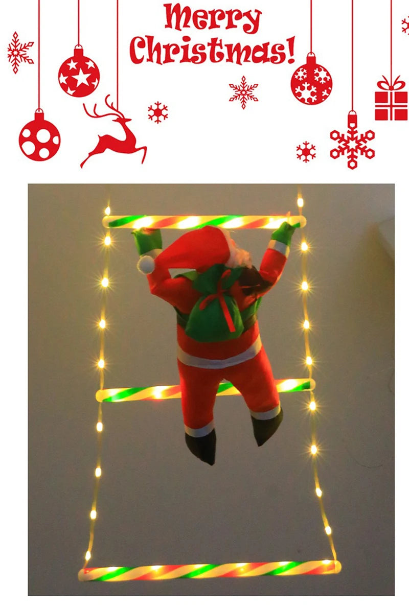 Led decorações de natal lâmpada de fadas led escada lâmpada com escalada papai noel casa ao ar livre luz de natal ornamentos de ano novo s