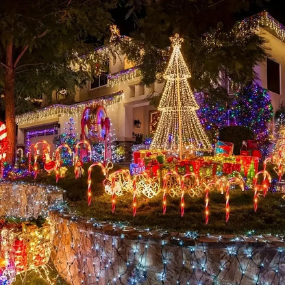 5 pçs luzes de cana de doces solares de natal com 8 modos luzes de caminho adequadas para quintal garagem gramado jardim decoração de árvore de natal