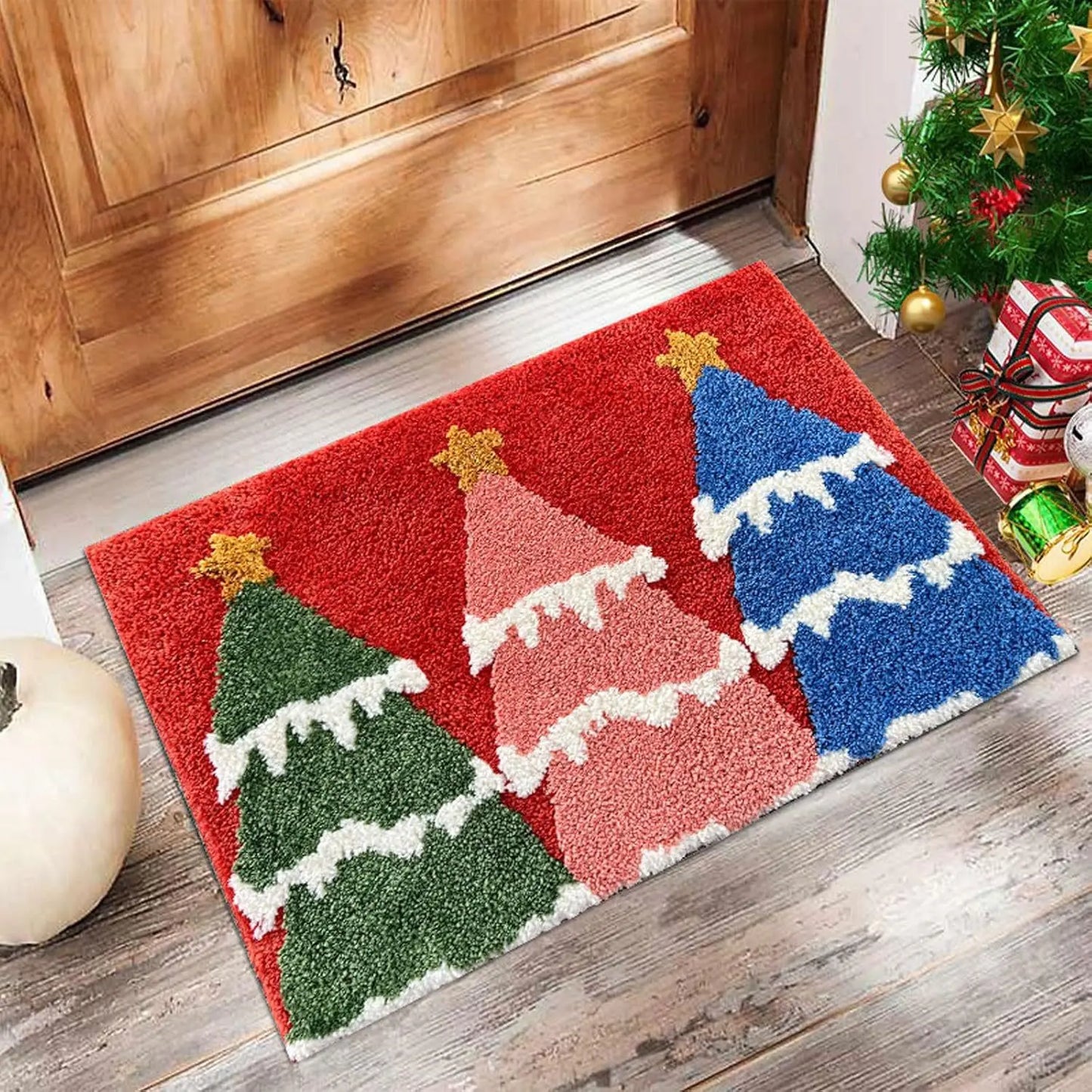 Tapete de porta de natal vermelho papai noel ao ar livre e interior homem de gengibre tapete ano novo 2026 feliz natal decoração para casa pé tapete