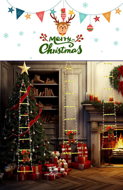 Led decorações de natal lâmpada de fadas led escada lâmpada com escalada papai noel casa ao ar livre luz de natal ornamentos de ano novo s