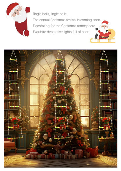 Led decorações de natal lâmpada de fadas led escada lâmpada com escalada papai noel casa ao ar livre luz de natal ornamentos de ano novo s