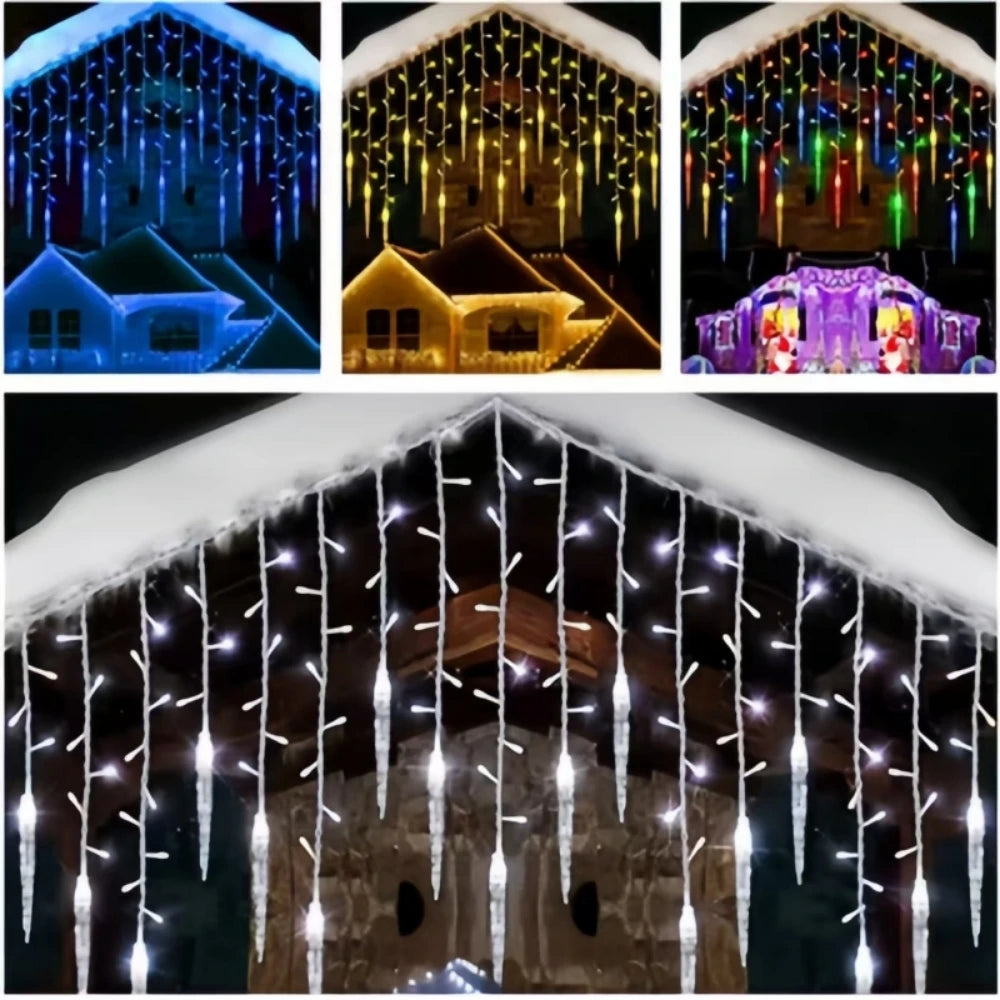 Luzes de Cortina LED em Forma de Cascata, Guirlanda de Natal, Luzes Decorativas para Jardim e Rua, Comprimento de 0.4-0.6m