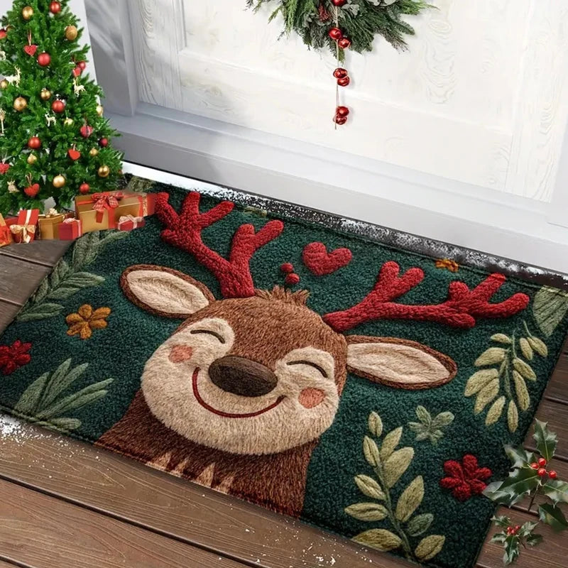 Tapete de porta de natal vermelho papai noel ao ar livre e interior homem de gengibre tapete ano novo 2026 feliz natal decoração para casa pé tapete