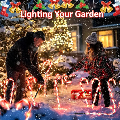 5 pçs luzes de cana de doces solares de natal com 8 modos luzes de caminho adequadas para quintal garagem gramado jardim decoração de árvore de natal