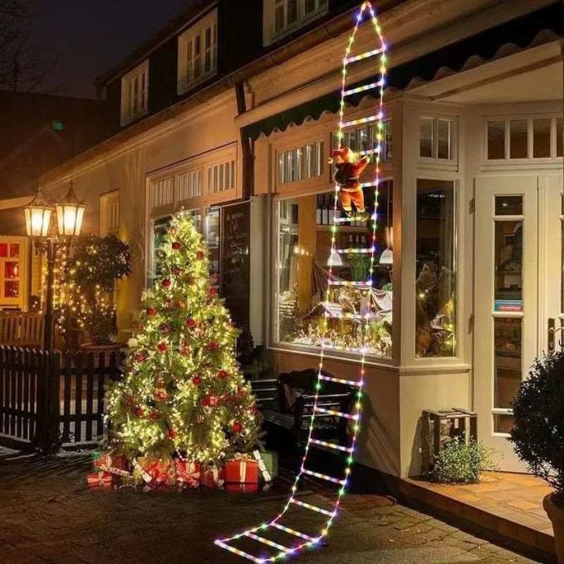 1 pçs decoração de natal papai noel escada de escalada led luz usb plug 8 modos de iluminação luz corda parede casa decoração da árvore de natal