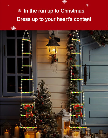 Led decorações de natal lâmpada de fadas led escada lâmpada com escalada papai noel casa ao ar livre luz de natal ornamentos de ano novo s