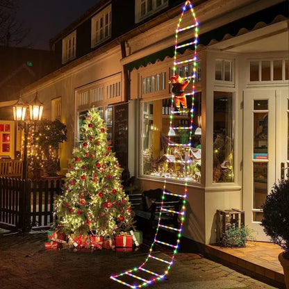 Led decorações de natal lâmpada de fadas led escada lâmpada com escalada papai noel casa ao ar livre luz de natal ornamentos de ano novo s