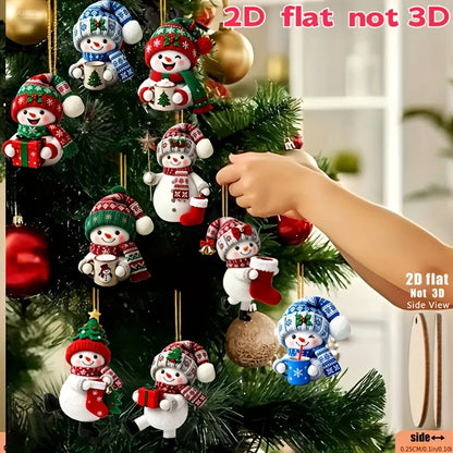 15 Peças em uma Variedade Aleatória de Estilos, Bonecos de Neve de Natal em Várias Poses Segurando Presentes de Natal, Enfeites de Natal Artesanais para Pendurar, Decorações Essenciais de Natal, Ótimos Itens para Presen