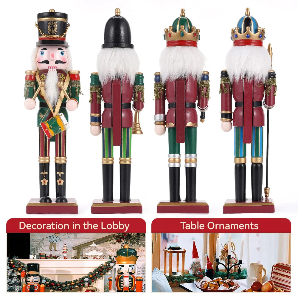 Boneca De Soldado De Fantoche De Quebra-Nozes De Madeira, 30cm, Ornamento Bonito, Decoração Desktop, Feliz Natal, Presente Criativo, Artesanato