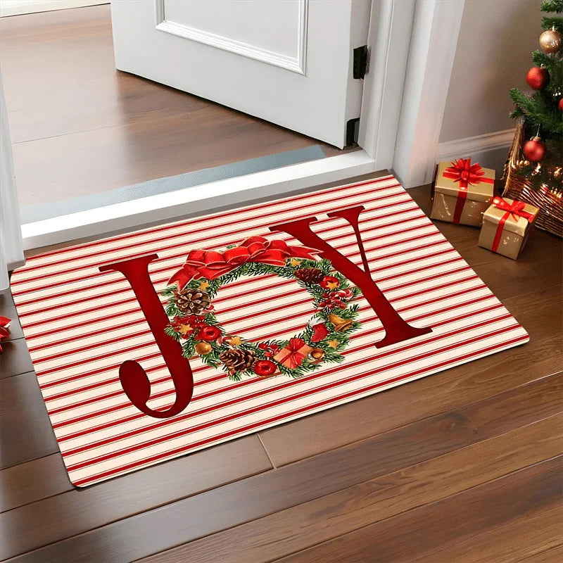 Tapete de porta de natal vermelho papai noel ao ar livre e interior homem de gengibre tapete ano novo 2026 feliz natal decoração para casa pé tapete