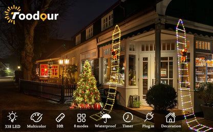 1 pçs decoração de natal papai noel escada de escalada led luz usb plug 8 modos de iluminação luz corda parede casa decoração da árvore de natal