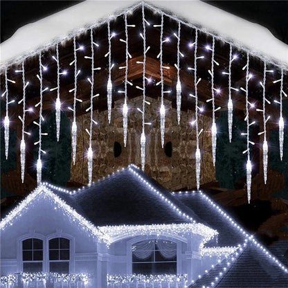 Luzes de Cortina LED em Forma de Cascata, Guirlanda de Natal, Luzes Decorativas para Jardim e Rua, Comprimento de 0.4-0.6m