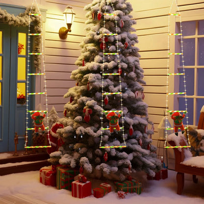 Led decorações de natal lâmpada de fadas led escada lâmpada com escalada papai noel casa ao ar livre luz de natal ornamentos de ano novo s