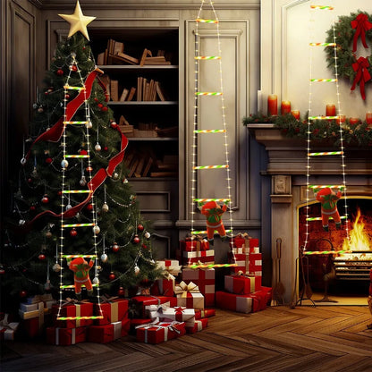 1 pçs decoração de natal papai noel escada de escalada led luz usb plug 8 modos de iluminação luz corda parede casa decoração da árvore de natal