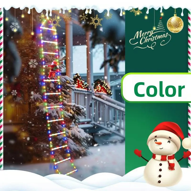 1 pçs decoração de natal papai noel escada de escalada led luz usb plug 8 modos de iluminação luz corda parede casa decoração da árvore de natal