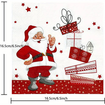 20-100 pces guardanapos de papel de natal boneco de neve santa guardanapos de cocktail descartáveis para decorações de festa de natal do feriado
