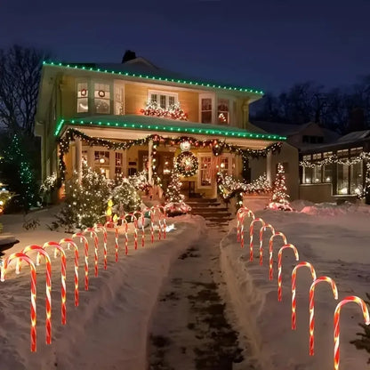 5 pçs luzes de cana de doces solares de natal com 8 modos luzes de caminho adequadas para quintal garagem gramado jardim decoração de árvore de natal