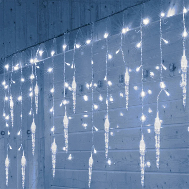 Luzes de Cortina LED em Forma de Cascata, Guirlanda de Natal, Luzes Decorativas para Jardim e Rua, Comprimento de 0.4-0.6m