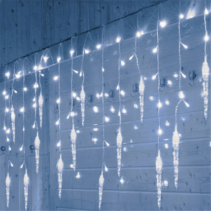 Luzes de Cortina LED em Forma de Cascata, Guirlanda de Natal, Luzes Decorativas para Jardim e Rua, Comprimento de 0.4-0.6m