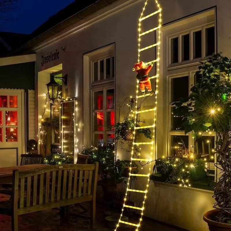 Led decorações de natal lâmpada de fadas led escada lâmpada com escalada papai noel casa ao ar livre luz de natal ornamentos de ano novo s