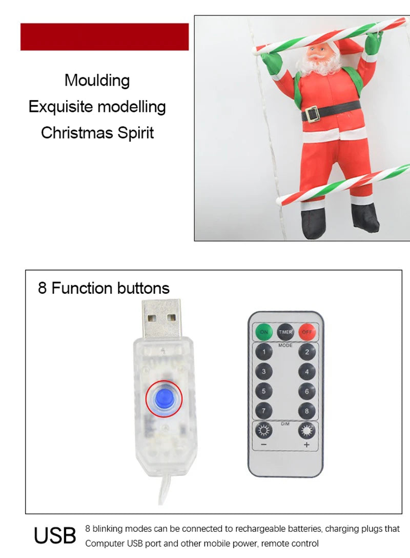 Led decorações de natal lâmpada de fadas led escada lâmpada com escalada papai noel casa ao ar livre luz de natal ornamentos de ano novo s
