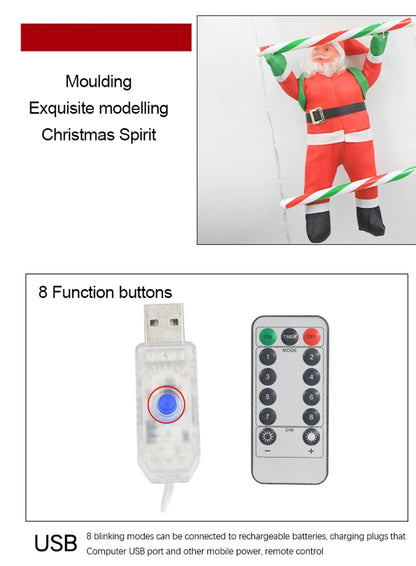 Led decorações de natal lâmpada de fadas led escada lâmpada com escalada papai noel casa ao ar livre luz de natal ornamentos de ano novo s