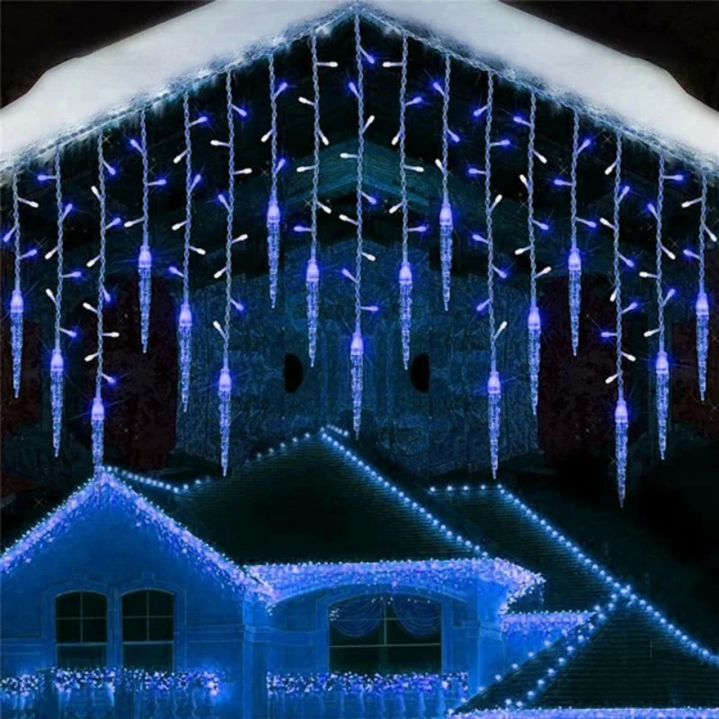 Luzes de Cortina LED em Forma de Cascata, Guirlanda de Natal, Luzes Decorativas para Jardim e Rua, Comprimento de 0.4-0.6m