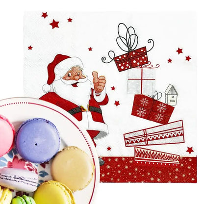 20-100 pces guardanapos de papel de natal boneco de neve santa guardanapos de cocktail descartáveis para decorações de festa de natal do feriado