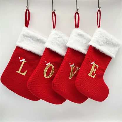 Natal alfabeto tricô meias enfeites de árvore de natal decorações de natal para casa 2024 navidad noel 2025 presente de natal