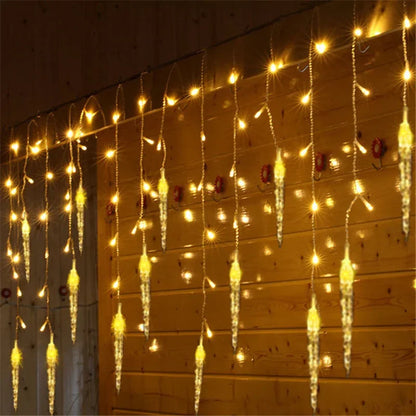 Luzes de Cortina LED em Forma de Cascata, Guirlanda de Natal, Luzes Decorativas para Jardim e Rua, Comprimento de 0.4-0.6m