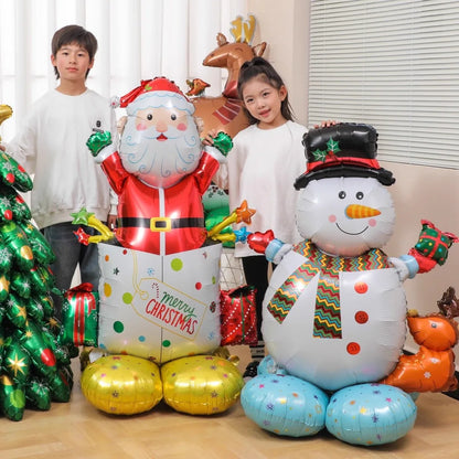 1pc novo extra grande de pé papai noel folha balão natal festa decoração ano novo suprimentos aniversário presente páscoa
