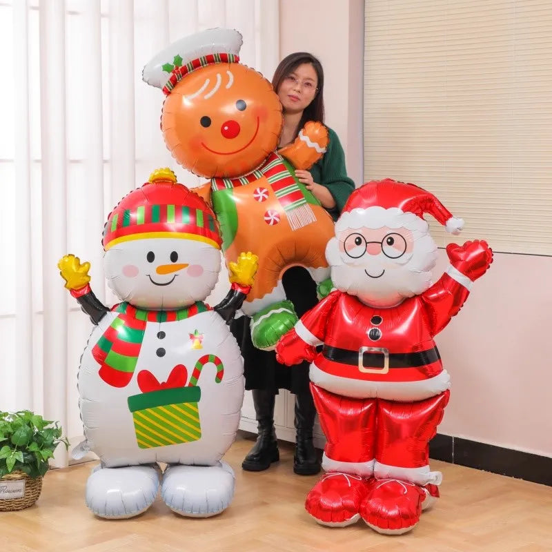 1pc novo extra grande de pé papai noel folha balão natal festa decoração ano novo suprimentos aniversário presente páscoa