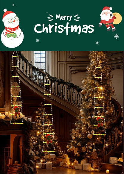 Led decorações de natal lâmpada de fadas led escada lâmpada com escalada papai noel casa ao ar livre luz de natal ornamentos de ano novo s