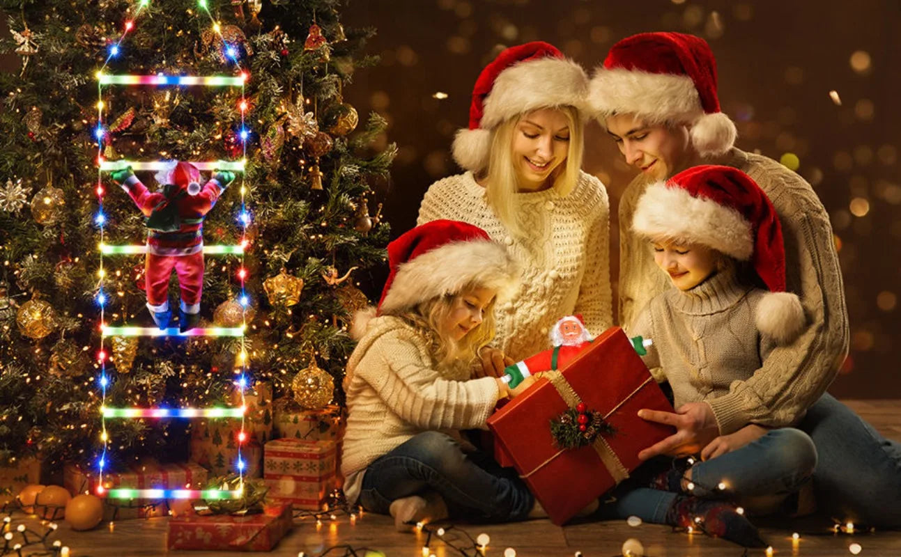 1 pçs decoração de natal papai noel escada de escalada led luz usb plug 8 modos de iluminação luz corda parede casa decoração da árvore de natal