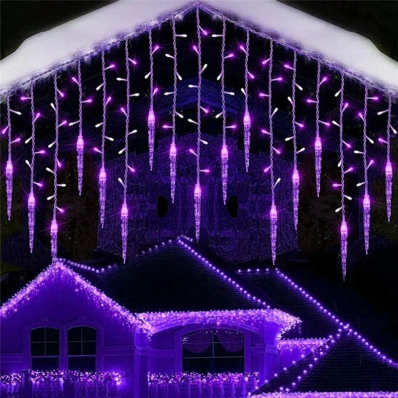 Luzes de Cortina LED em Forma de Cascata, Guirlanda de Natal, Luzes Decorativas para Jardim e Rua, Comprimento de 0.4-0.6m