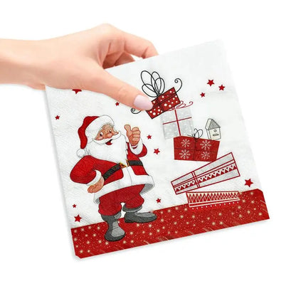 20-100 pces guardanapos de papel de natal boneco de neve santa guardanapos de cocktail descartáveis para decorações de festa de natal do feriado
