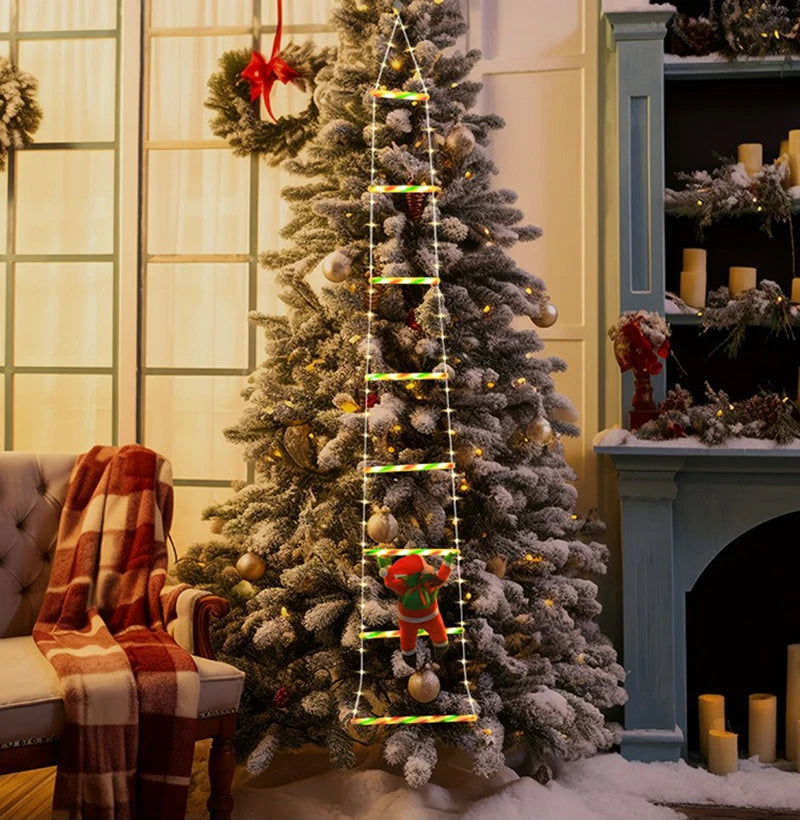 Led decorações de natal lâmpada de fadas led escada lâmpada com escalada papai noel casa ao ar livre luz de natal ornamentos de ano novo s